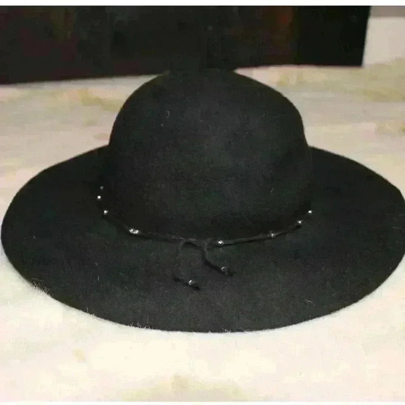CALLANAN MILLINERY Black Wool Felt Hat Slouchy Boho Metallic Beads Women Small - Picture 3 of 6